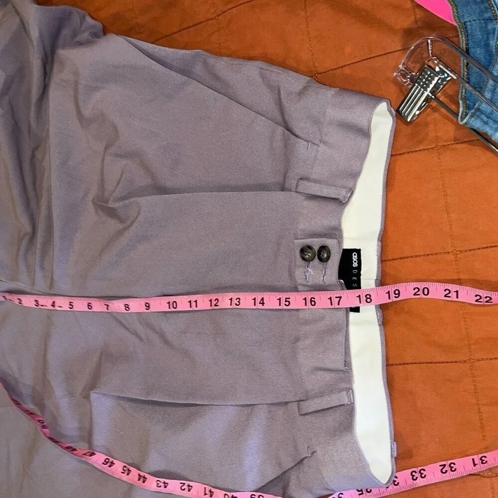 Asos Design Purple High-Waisted Pleated Lightweight Women's Trousers Pant Size 3